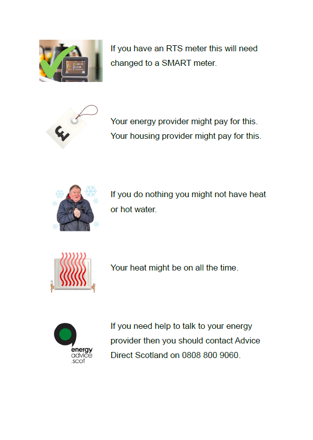 Easy read information about RTS meter switch off on 30 June 2025, page 2 of 2. Content from Advice Direct Scotland.